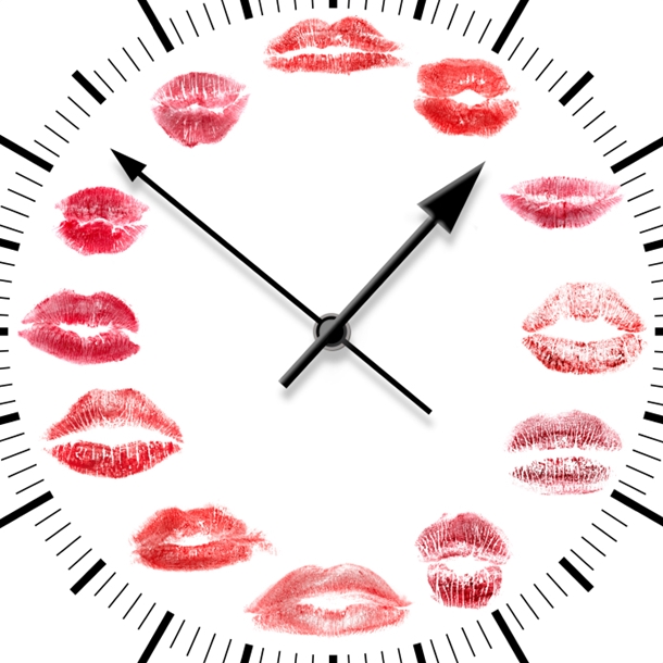 Clock with Lipstick Prints